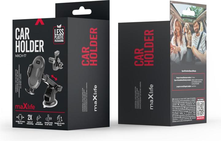 Produktbild Maxlife universal car holder for windshield and air vent MXCH-17 black