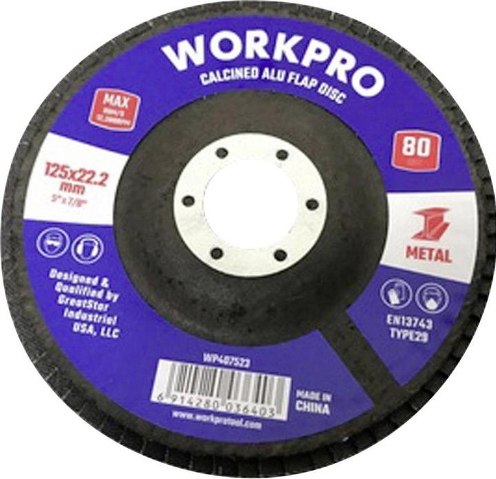 Immagine prodotto Workpro Fächerschleifscheibe Profi – 125 mm K80, 10 stk (80)
