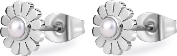 Sagapo S'AgapÃµ - Steel earrings Flowers with pearls Message SSG34 (Acciaio)