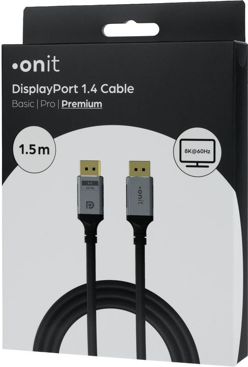 Actual product image Onit Kabel Premium DisplayPort - DisplayPort, 8K/60 Hz, 1.5 m (1.50 m)