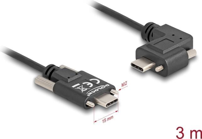 Image du produit Delock Câble USB 2.0 USB Type-C mâle avec vis vers USB (3 m, USB 2.0, 60 W)