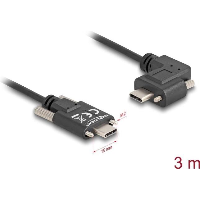 Delock USB 2.0 Kabel USB Type-C Stecker mit Schrauben zu USB (3 m, USB 2.0), USB Kabel