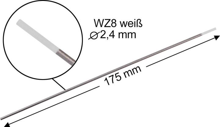 Actual product image Stahlwerk Tungsten electrodes / welding electrodes WZ 2.4 x 175 mm white set of 10