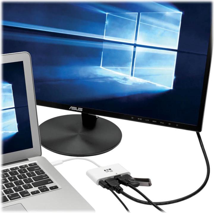 Actual product image Eaton USB-C Multiport Adapter - HDMI USB 3.0 Port GbE 60W PD Charging HDCP White (USB-C)