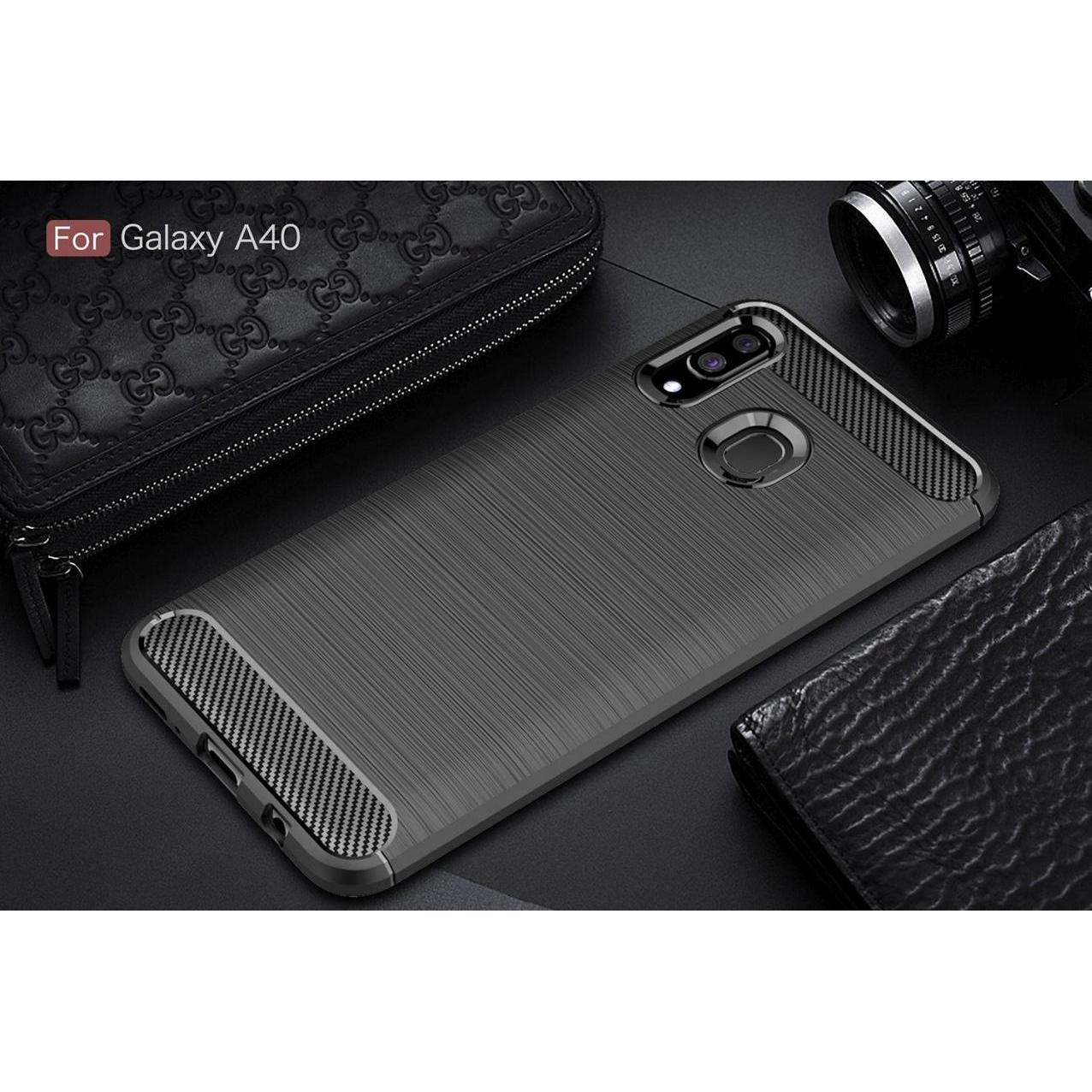 Thumbnail - Screenguard Samsung Galaxy A40 Hülle Carbon Brushed Soft TPU (Samsung Galaxy A40), Smartphone Hülle, Schwarz
