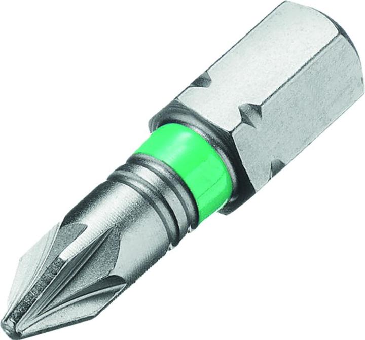 Actual product image technocraft Pozidriv bits 1/4" x 25 mm with coloured ring (Cross Pozidriv PZ M1)