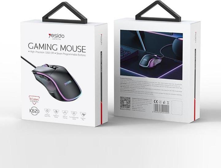 Actual product image Yesido KB20 Wired gaming mouse 2.4 GHz, BLACK (Cable)