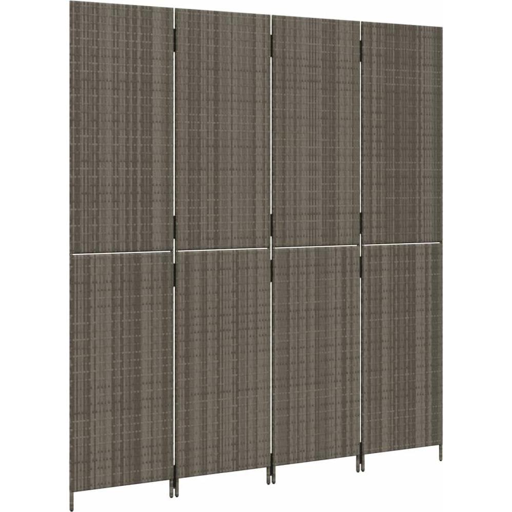 VidaXL, Paravent + Raumteiler, Paravent 4-tlg. Grau Poly Rattan,Farbe: Grau,Material: Poly