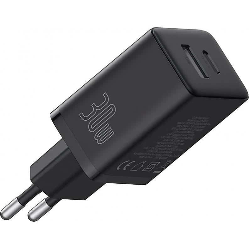 Thumbnail - Baseus Cube, 30W, 2.4A, 1 x USB-A - 1 x USB-C, schwarz (30 W), USB Ladegerät, Schwarz