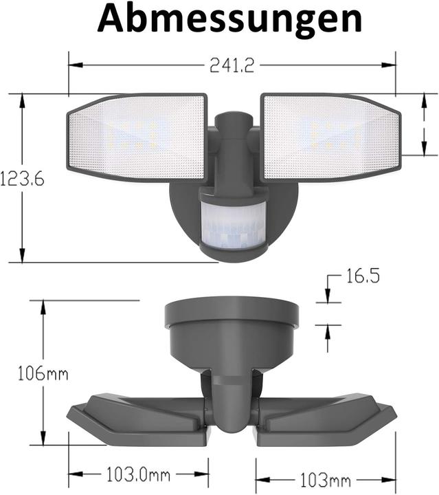Immagine prodotto Northpoint Schwenkbarer LED-Fassadenstrahler mit Bewegungsmelder (400 lm, IP44)