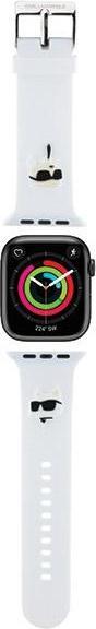 Karl Lagerfeld Pasek KLAWMSLKCNH Apple Watch 38/40/41mm biały/white strap 3D Rubber Karl&Choupette H (Silikon, Stahl)