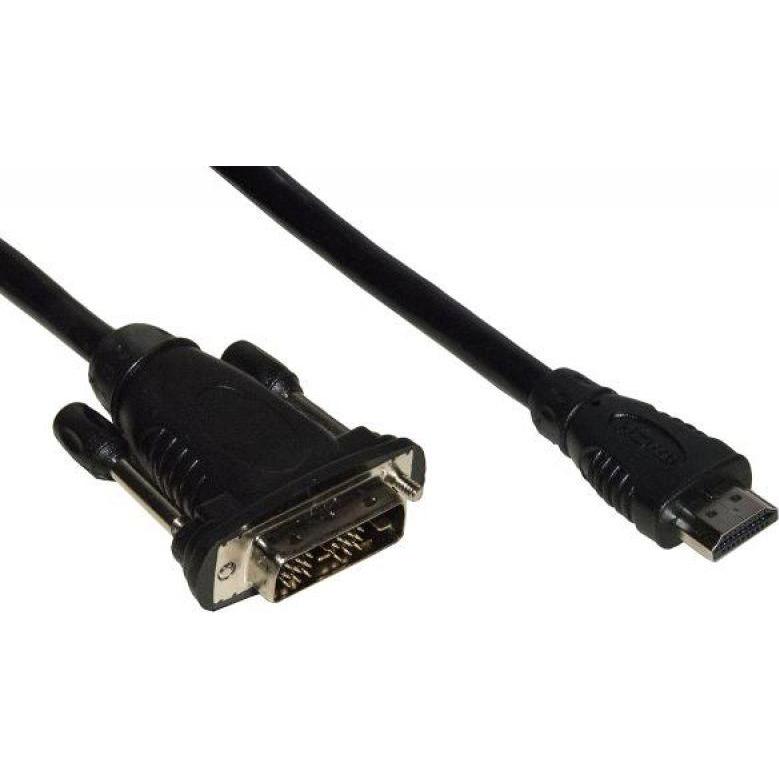Link CAVO DVI 19PIN-HDMI 2MT M/M BK (2 m), Videokabel, Zwart