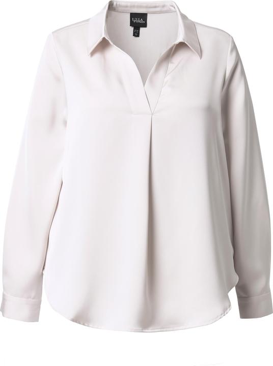 Immagine prodotto Ulla Popken Blusa in raso dal taglio svasato con piega decorativa, collo da camicia e maniche lunghe (62)