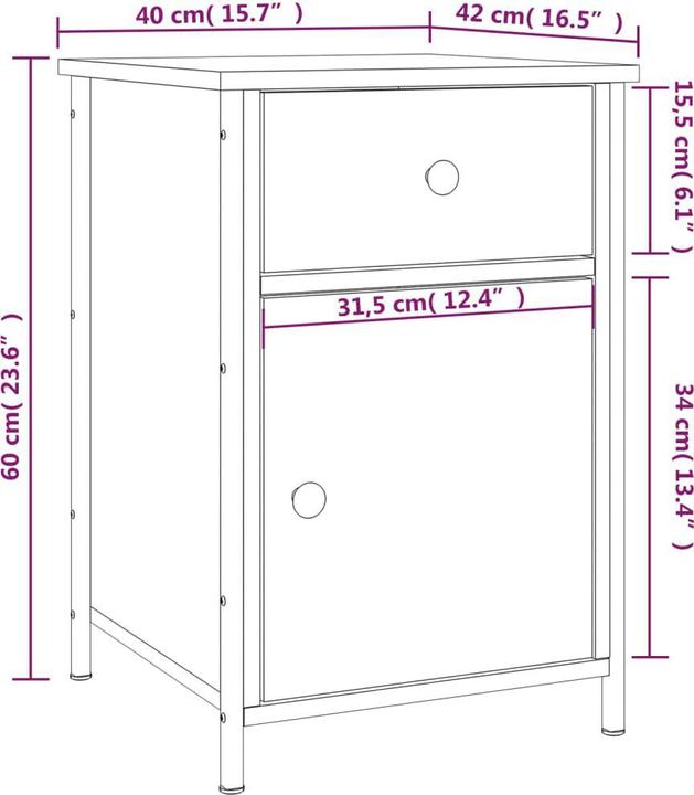 Immagine prodotto vidaXL Nachttisch (40 x 42 x 60 cm)