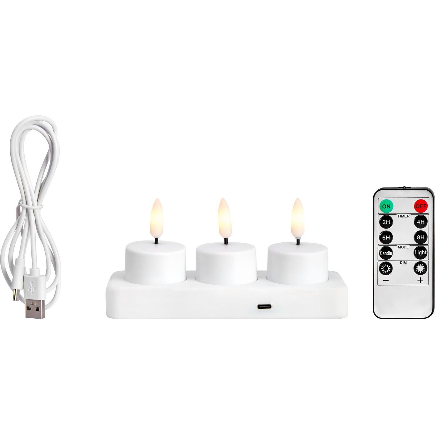 Markslöjd, Candela a LED, TEA Light Candle 3pcs Chargeable White (3 x)