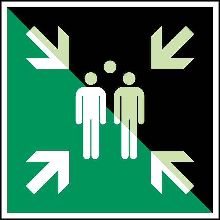 Actual product image Brady Photoluminescent safety signs - assembly point after evacuation