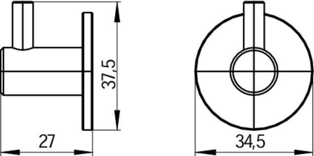 Produktbild Haken rund Rosette 35mm Edelstahl gebürstet matt