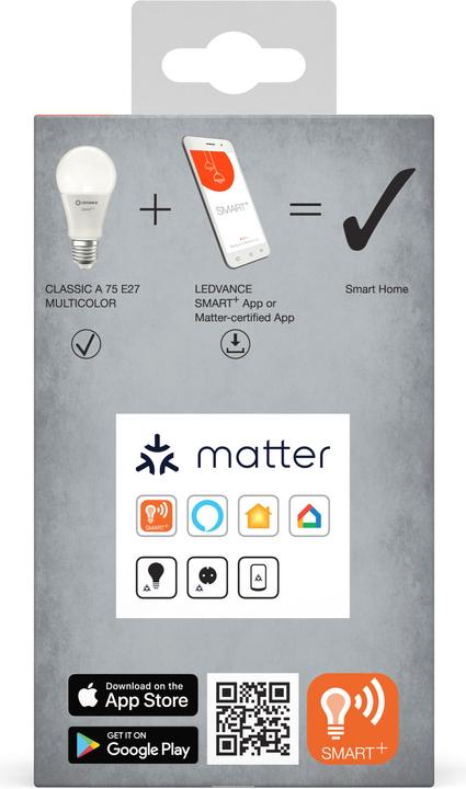 Actual product image Ledvance SMART+ MATTER CLASSIC A MULTICOLOR 9.5W 827...865 Multicolour E27 (E27, 9.50 W, 1055 lm, 1 x, F)