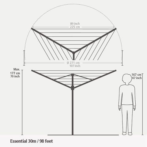 Produktbild Brabantia Wäschespinne Essential 30 m (30 m)