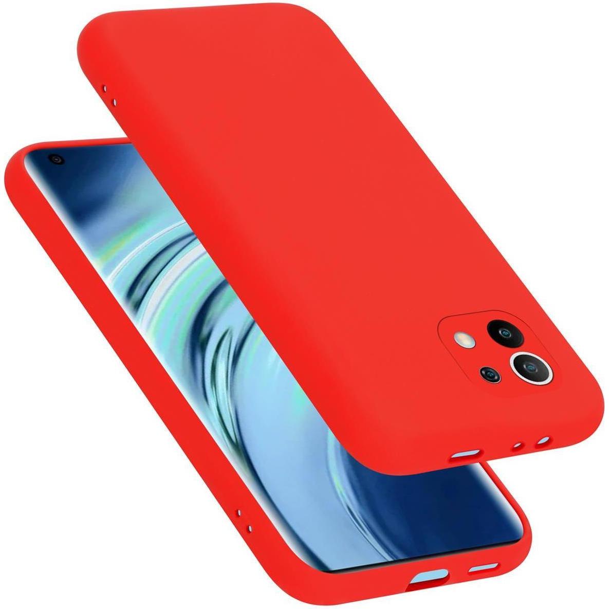 Cadorabo TPU Liquid Silicone Case Cover (Xiaomi Mi 11 5G), Smartphone Hülle, Rot