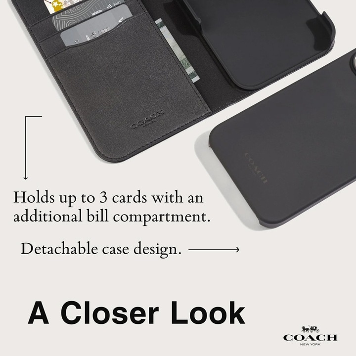 Produktbild Coach Folio Signature C Hülle – 2-in-1 iPhone 15 Pro Max Klapphülle (Anthrazit) (Apple iPhone 15 Pro Max)