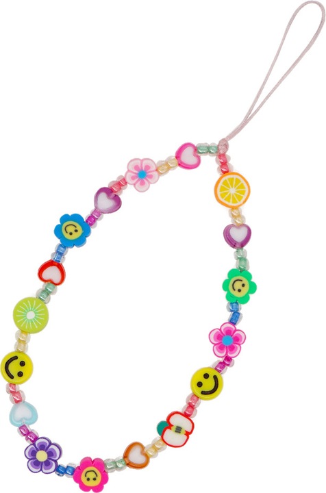 Produktbild PhoneLook Universal Smartphone Armband Schmuck Charms Blumen Früchte und Emojis Perlenband