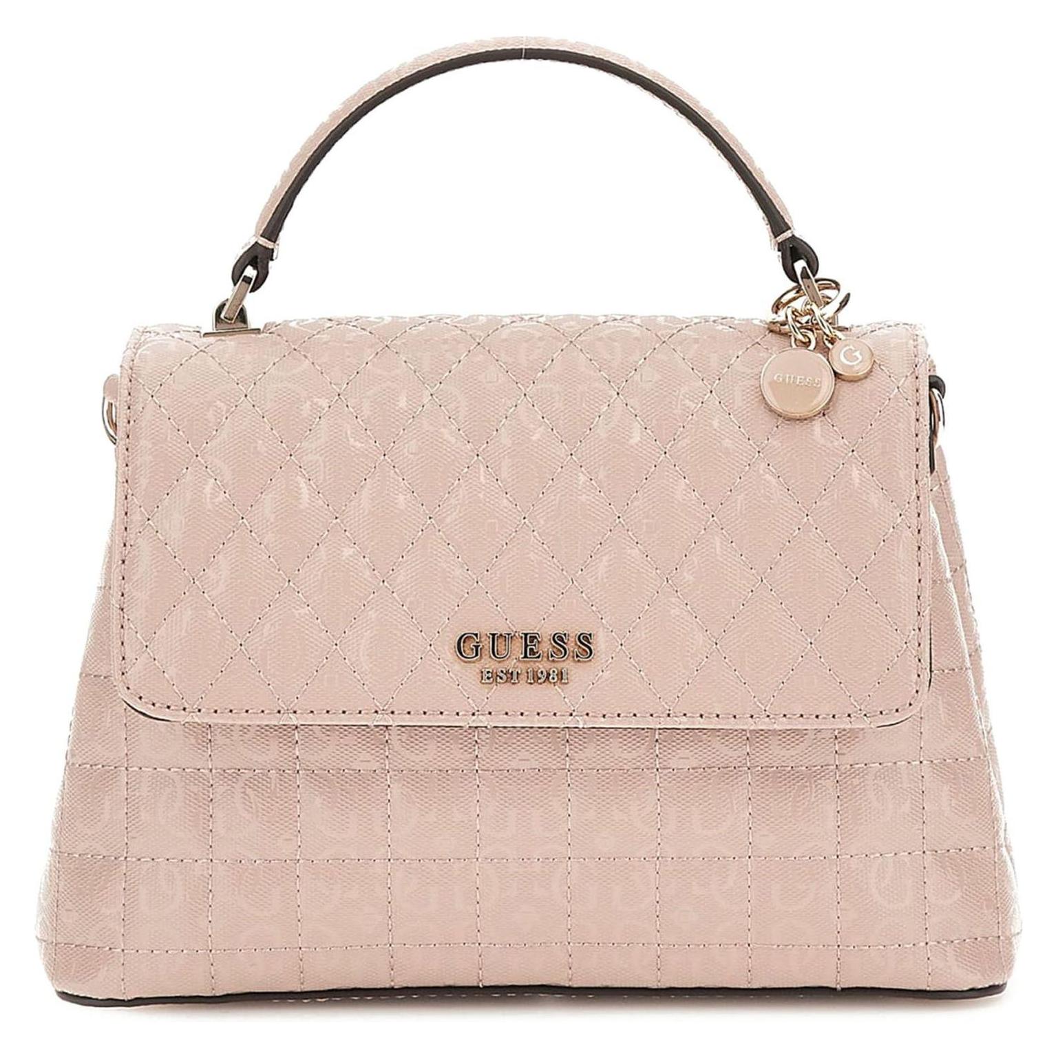 Guess, Damen, Handtasche, Vermutlich Umhängetasche Yarmilla Top Griff Klappenbeutel Taupe Old Pink, Pink, Grau