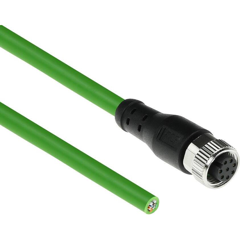 ACT Industrial 5.00 meters Sensor cable M12A 8-pin female to open end, Ultraflex TPE cable, shielded, Elektronikkabel + ...