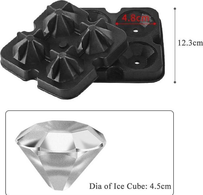 Actual product image PhoneLook Silicone Ice Cube Maker for 4 Creative Diamond Shaped Ice Cubes