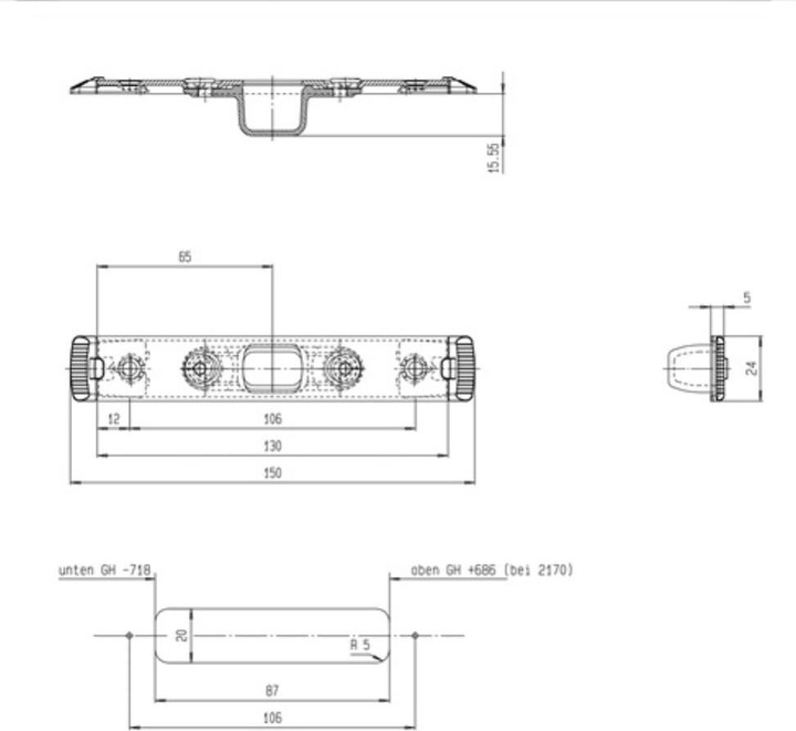 Produktbild Fuhr Schliessteil Bolzenriegel U-Stulp 24x5 mm links / rechts Edelstahl
