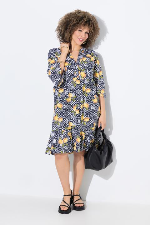 Image du produit Ulla Popken Robe en jersey, col tunisien et manches 3/4, coupe évasée (54)