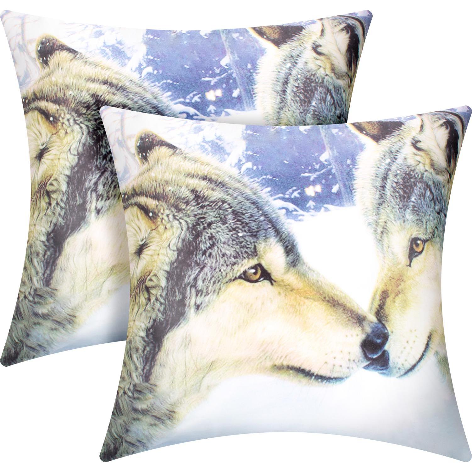 Thumbnail - Avizar, Dekokissen, 2 Stk. Kissenbezüge Wölfe (40 x 40 cm)
