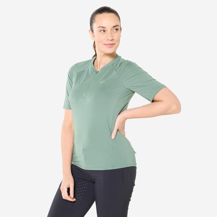 Image du produit Rockrider Maillot vélo manche courte femme cargo, Vert (S)