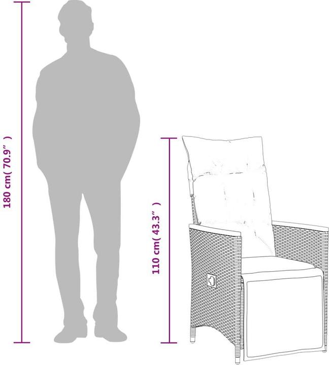 Produktbild vidaXL Bistroset Sitzgruppe Balkonset Gartenmöbel 11-tlg. Schwarz Poly Rattan