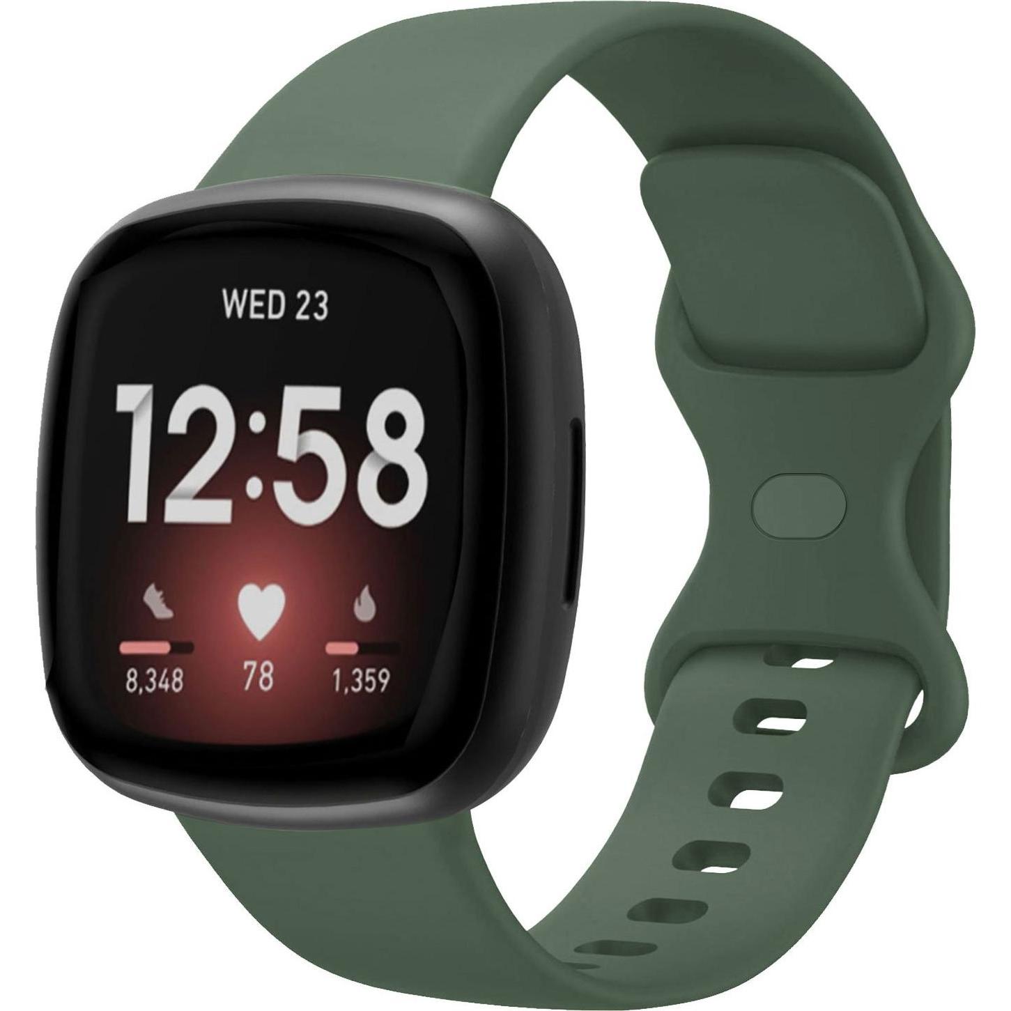 Strap-it Silikon Armband (Silikon, Versa 3), Uhrenarmband, Grün