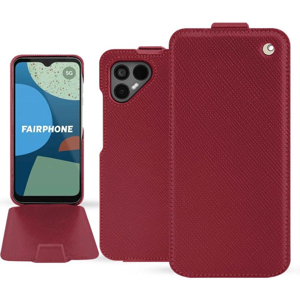 Noreve Lederschutzhülle vertikal (Fairphone 4), Smartphone Hülle, Rot