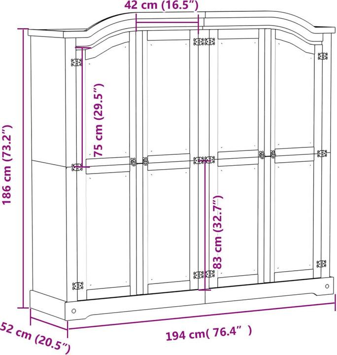 Actual product image vidaXL Kleiderschrank (194 x 52 x 186 cm)