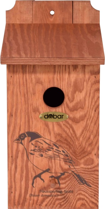 Actual product image Dobar Nest Box with Motif House Sparrow 17 x 18 x 35 cm