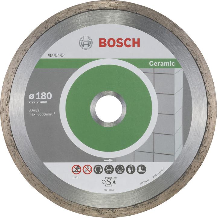 Immagine prodotto Bosch Professional Zubehör Lama diamantata Standard per ceramica, 180 x 22,23 x 1,6 x 7 mm, confezione da 10 pz.