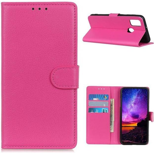Thumbnail - MU Classic Litchi Leder Bookcover Series (OnePlus Nord N100), Smartphone Hülle, Rosa