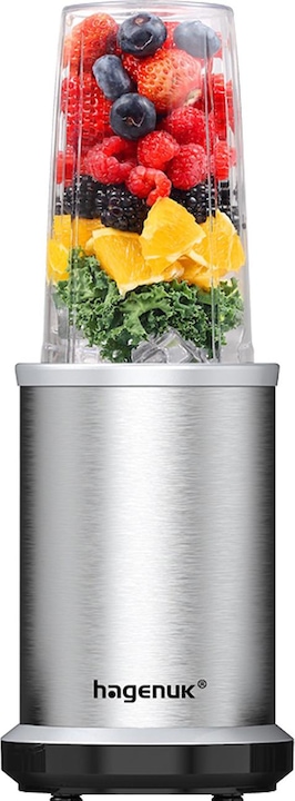 Produktbild hagenuk Smoothies Maker mit To-Go Becher, 1000 W, silber (1000 W)