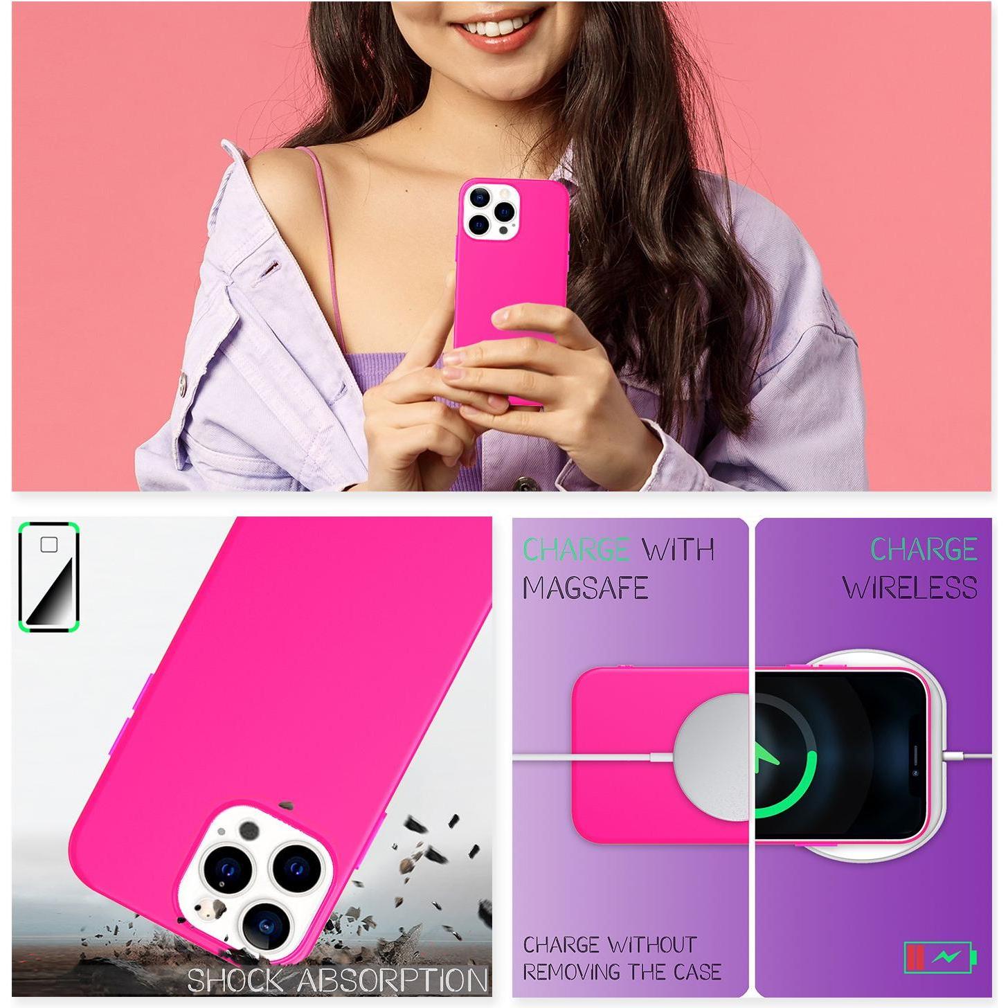 Thumbnail - Nalia Neon Silikon Handyhülle (Apple iPhone 13 Pro), Smartphone Hülle, Pink