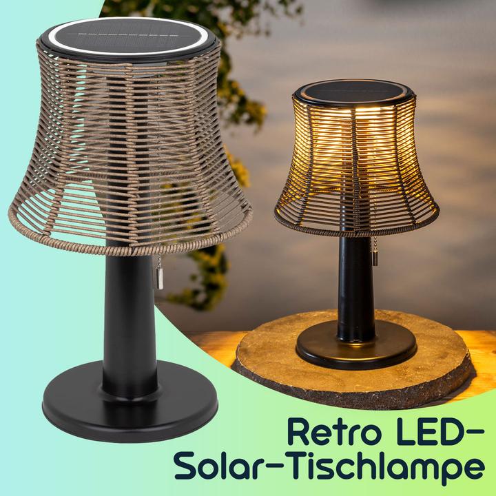 Produktbild Childhome LED Solar Tischlampe mit Lampenschirm in Rattan-Optik, 21 x 33 cm
