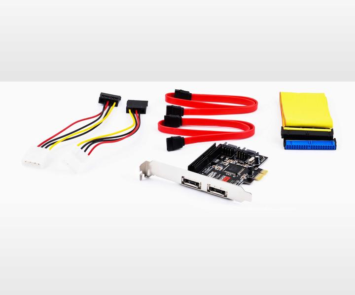 Produktbild CSL PCI Express eSATA SATAII PATA IDE Schnittstellenkarte Controllerkarte 2x eSATA, 2x SATA II, 1x PATA