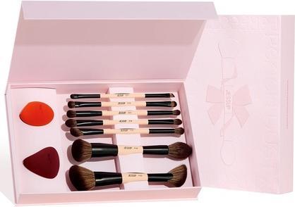 Actual product image Jessup Jessupset Peach Dust Perfection Beauty Kit - 7 Double-Sided Makeup Brushes And 2 Makeup Sponges (Set)