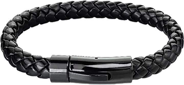 Produktbild Star Piercing Kunstlederarmband schwarz mit Verschluss schwarz (21 cm, ohne Messing)