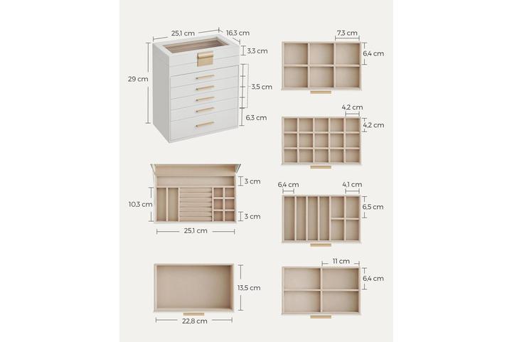 Actual product image Songmics Schmuckhalter 6 Ebenen Weiss