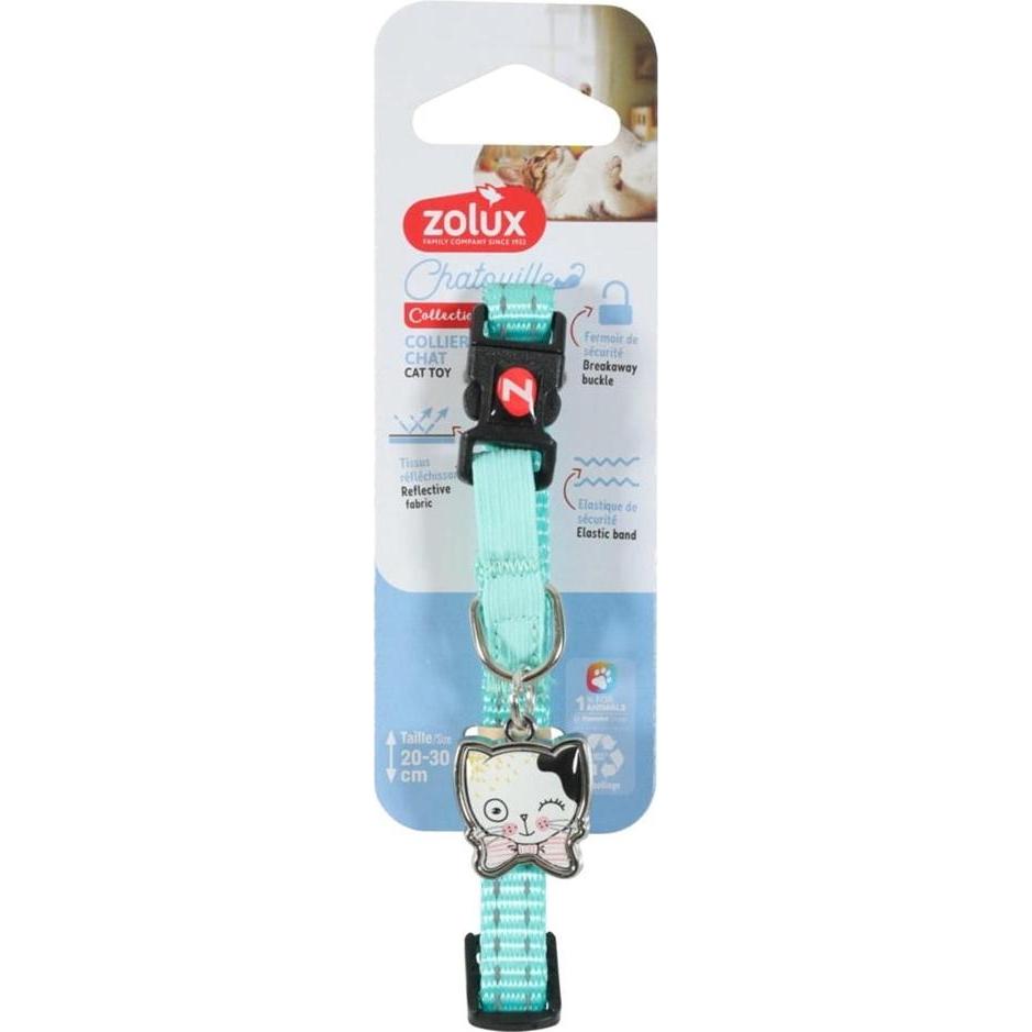 Zolux Obroża dla kota z zawieszką w kształcie kota CHATOUILLE niebieska (Gatto, Passeggiare), Collare + Guinzaglio