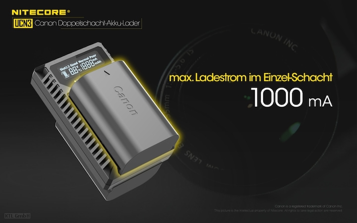 Actual product image Nitecore UCN3 Pro Compacte Dubbel Lader voor Canon LP E6 (N) met USB (Charger)