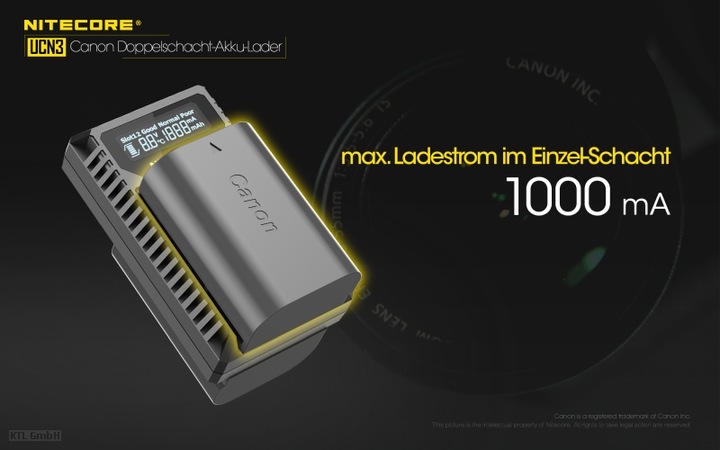 Actual product image Nitecore UCN3 Pro Compacte Dubbel Lader voor Canon LP E6 (N) met USB (Charger)